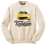 Beżowa bluza męska bez kaptura z nadrukiem Chevrolet Corvette.