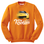 Pomarańczowa bluza męska bez kaptura z nadrukiem Chevrolet Corvette.