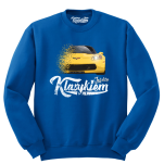 Niebieska bluza męska bez kaptura z nadrukiem Chevrolet Corvette.