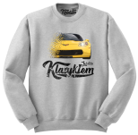 Jasno szara bluza męska bez kaptura z nadrukiem Chevrolet Corvette.