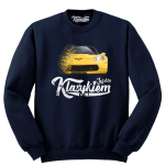 Granatowa bluza męska bez kaptura z nadrukiem Chevrolet Corvette.