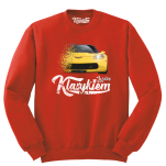 Czerwona bluza męska bez kaptura z nadrukiem Chevrolet Corvette.