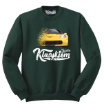 Ciemno zielona bluza męska bez kaptura z nadrukiem Chevrolet Corvette.