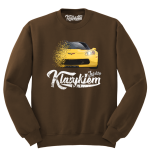 Brązowa bluza męska bez kaptura z nadrukiem Chevrolet Corvette.