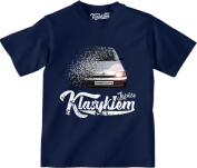 Granatowy t-shirt dziecięcy z nadrukiem FIAT Cinquecento