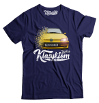 Granatowy t-shirt męski z nadrukiem Peugeot 306
