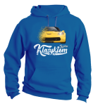 Niebieska bluza męska z kapturem z nadrukiem Chevrolet Corvette.