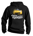 Czarna bluza męska z kapturem z nadrukiem Chevrolet Corvette.
