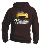 Brązowa bluza męska z kapturem z nadrukiem Chevrolet Corvette.