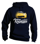Granatowa bluza męska z kapturem z nadrukiem Chevrolet Corvette.