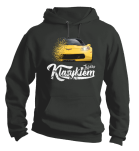 Grafitowa bluza męska z kapturem z nadrukiem Chevrolet Corvette.