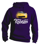 Fioletowa bluza męska z kapturem z nadrukiem Chevrolet Corvette.