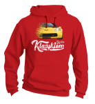 Czerwona bluza męska z kapturem z nadrukiem Chevrolet Corvette.