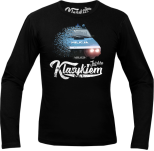 Czarny t-shirt z długim rękawem z nadrukiem FSO Milicja Polonez
