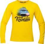 Żółty t-shirt z długim rękawem z nadrukiem FSO Milicja Polonez