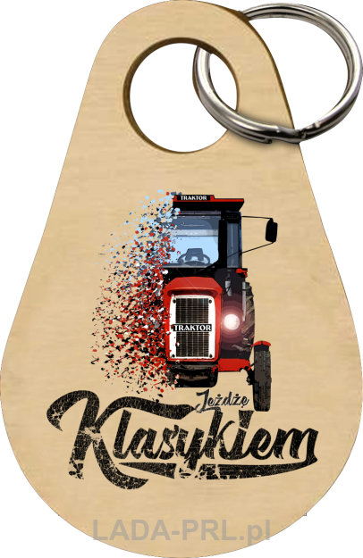 Drewniany brelok do kluczy Traktor URSUS C330.