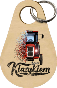 Drewniany brelok do kluczy - Traktor  c330 "Jeżdżę Klasykiem"