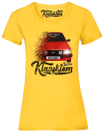 Żółty t-shirt damski z nadrukiem FORD Escort.