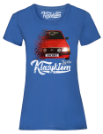 Niebieski t-shirt damski z nadrukiem FORD Escort.