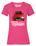 Różowa t-shirt damski z nadrukiem FORD Escort.