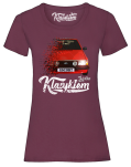 Bordowa t-shirt damski z nadrukiem FORD Escort.