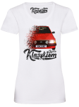 Biały t-shirt damski z nadrukiem FORD Escort.