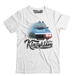 Biały t-shirt męski z nadrukiem FSO Milicja Polonez