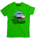 Limonkowy t-shirt męski z nadrukiem FSO Milicja Polonez