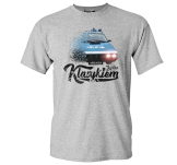 Melanżowy t-shirt męski z nadrukiem FSO Milicja Polonez