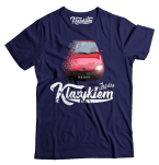 Granatowy t-shirt męski FIAT Seicento.