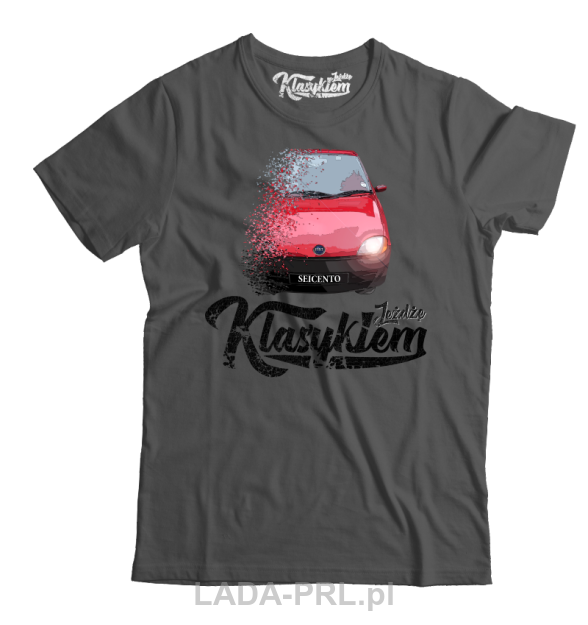 Szary t-shirt męski FIAT Seicento.