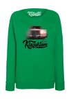 Zielona bluza damska bez kaptura z nadrukiem Cadillac Brougham.