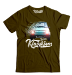 Brązowy t-shirt z nadrukiem fiat 126p maluch