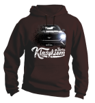 Brązowa bluza męska kangurek z kapturem z nadrukiem FORD Mustang 2019.