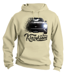Beżowa bluza męska kangurek z kapturem z nadrukiem FORD Mustang 2019.