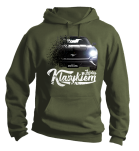 Khaki bluza męska kangurek z kapturem z nadrukiem FORD Mustang 2019.